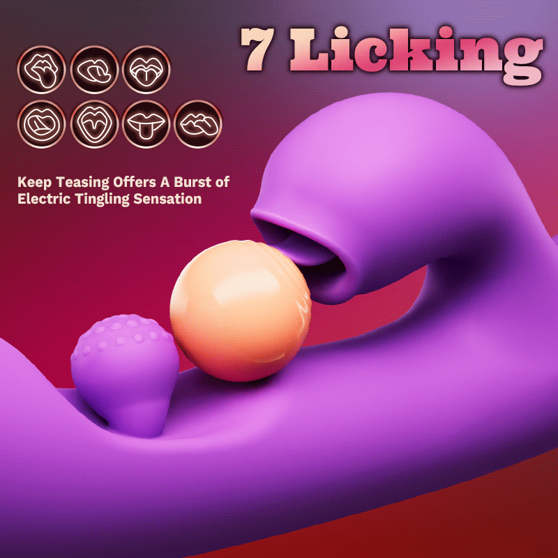 Tongue Licking Clitoral Stimulator Vibrator With 360° Rotation Rubbing Ball