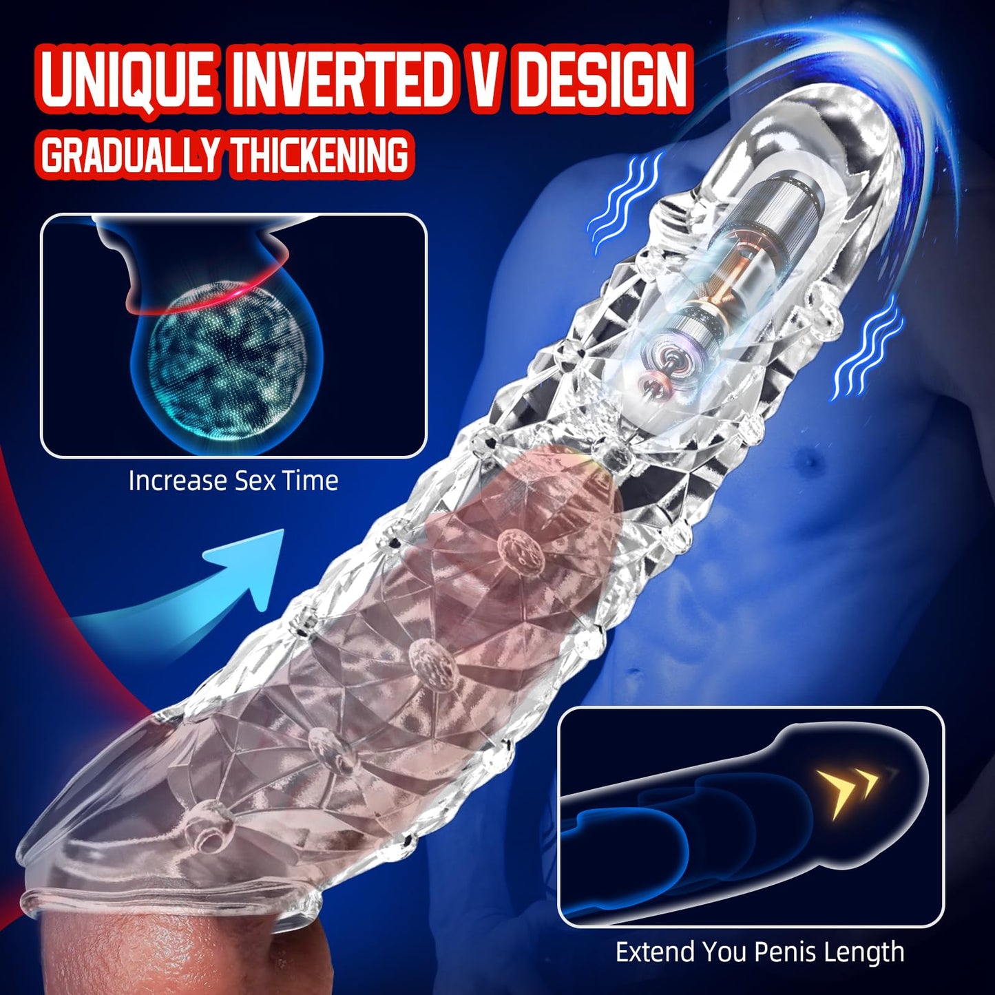 Vibrating Penis Sleeve with Clitoral Stimulator for Couple