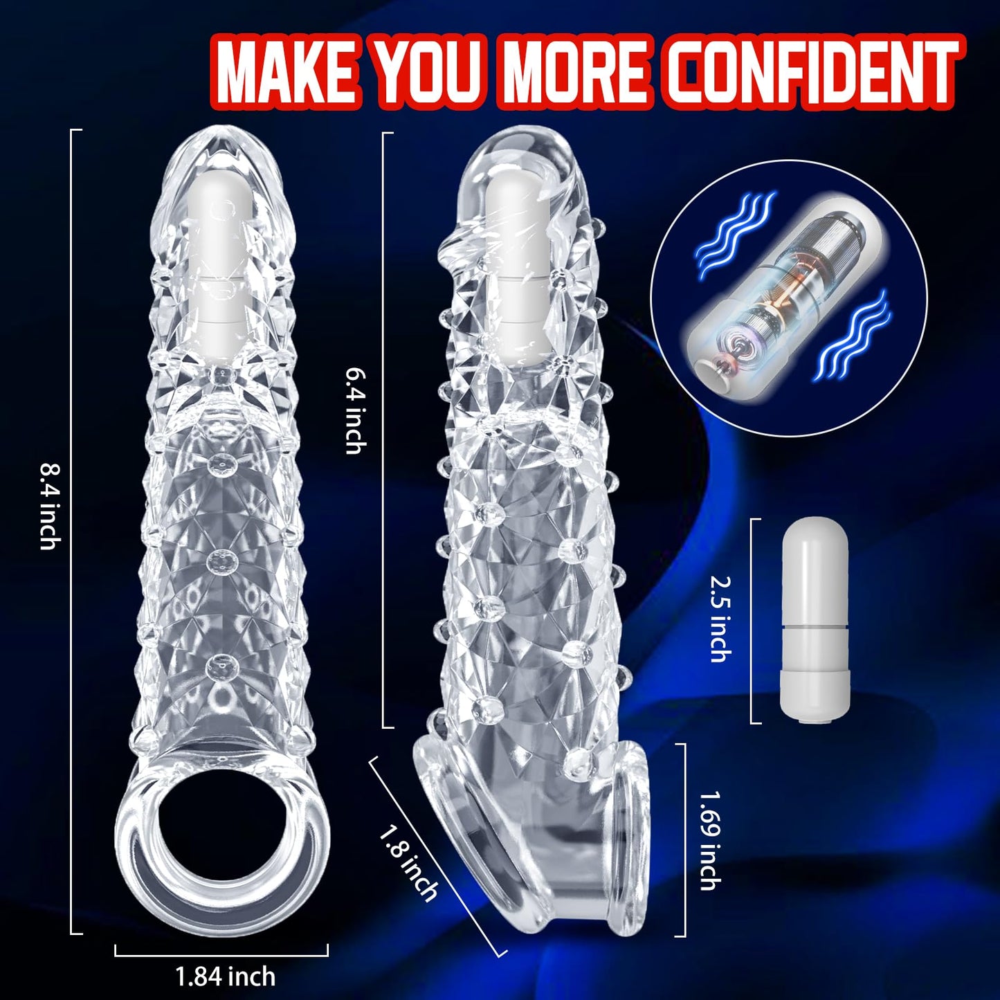 Vibrating Penis Sleeve with Clitoral Stimulator for Couple