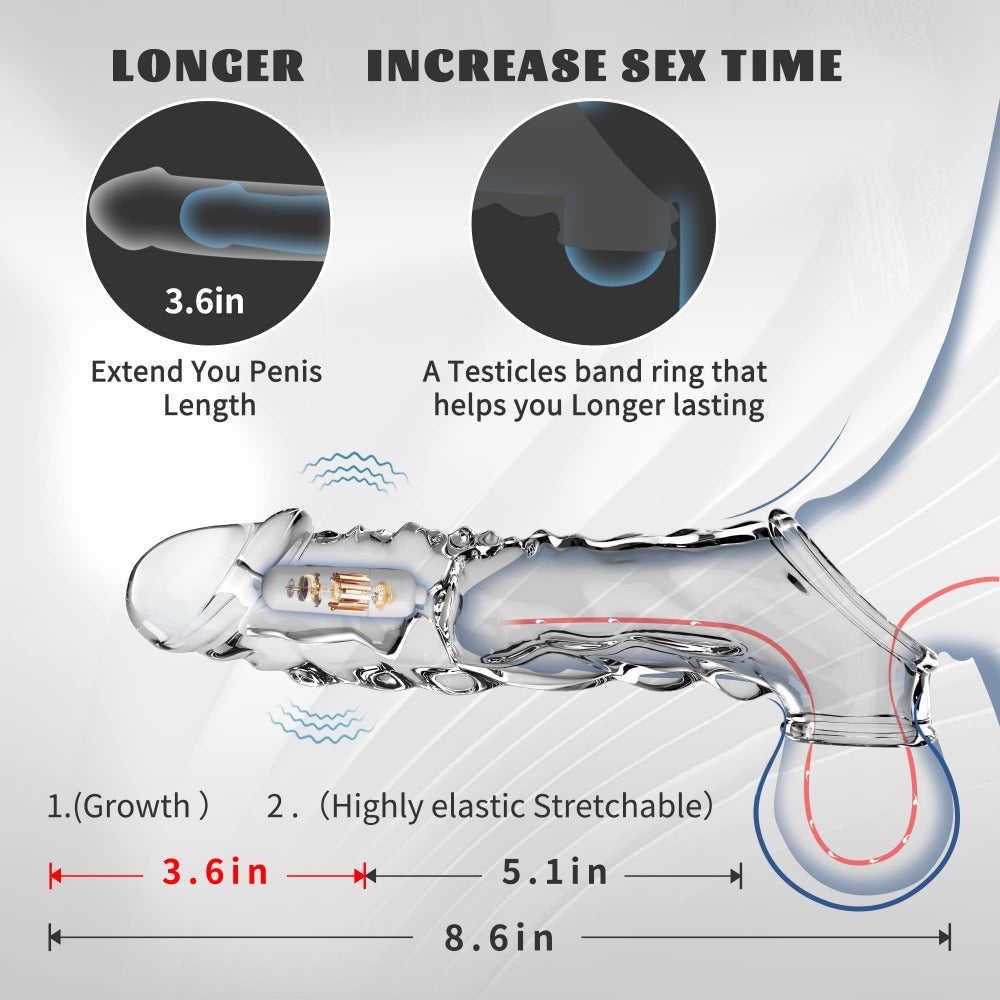 Clear Vibrating Penis Sleeve With Cock Ring