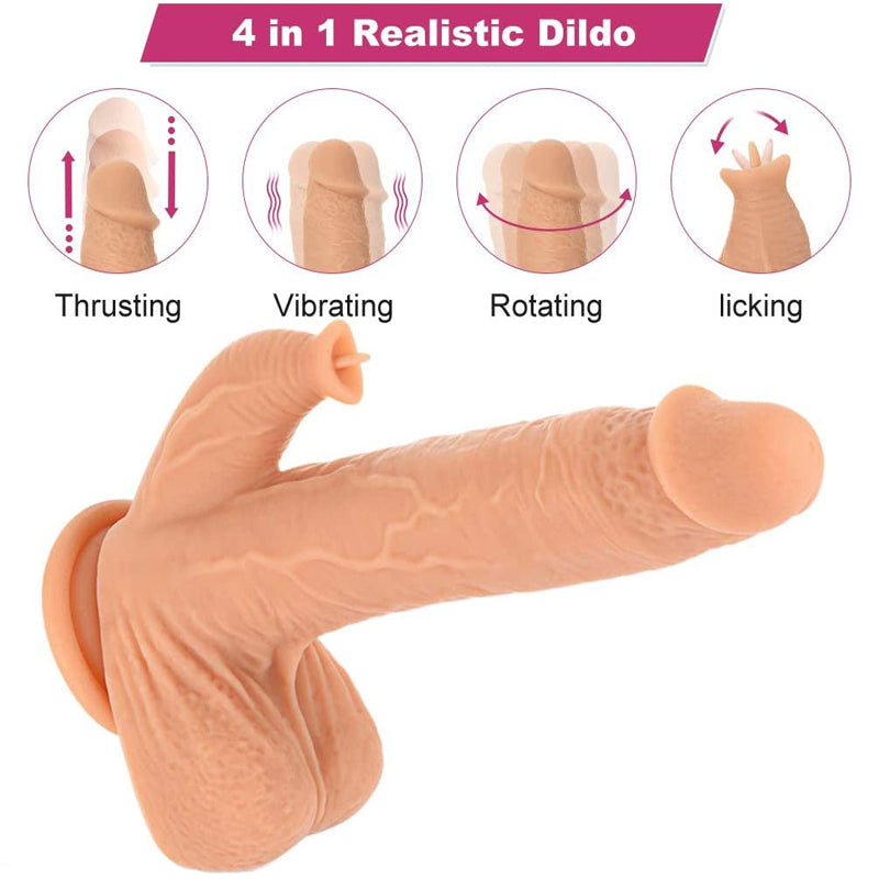 4 IN 1 Clitoral Stimulation Suction Cup Realistic Dildo - ThenLover