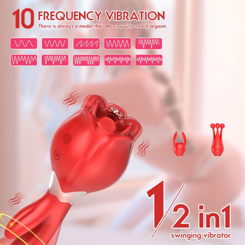 3 Swinging Vibrations & 10 Frequency Vibrations Rose Stimulator Massager