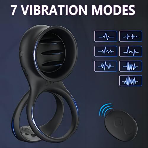 7-Mode Vibration Stimulating Tongue Double Cock Ring for Couple.