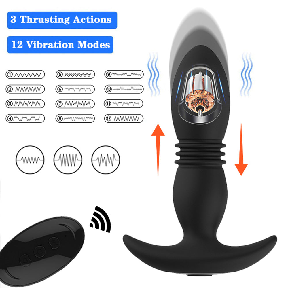 Remote Control Telescopic Vibration Massage Anal Plug.