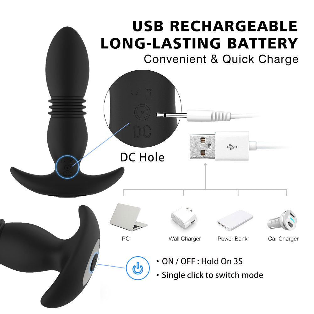 Remote Control Telescopic Vibration Massage Anal Plug.