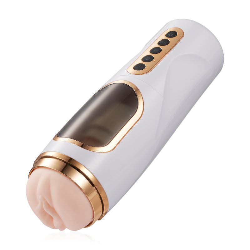 Telescoping Heating Voice Vibration Masturbation Cup.