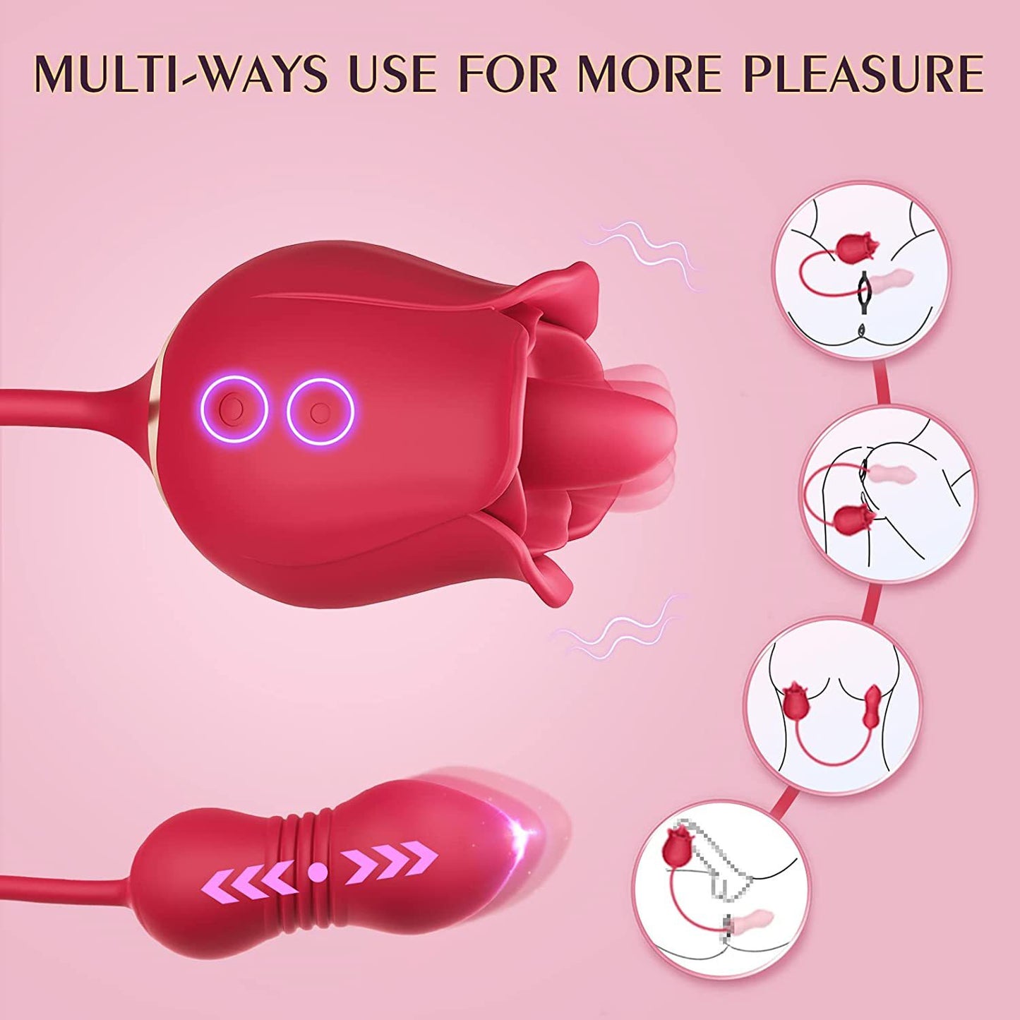3 in 1 Rose Toy Vibrator With 9 Modes